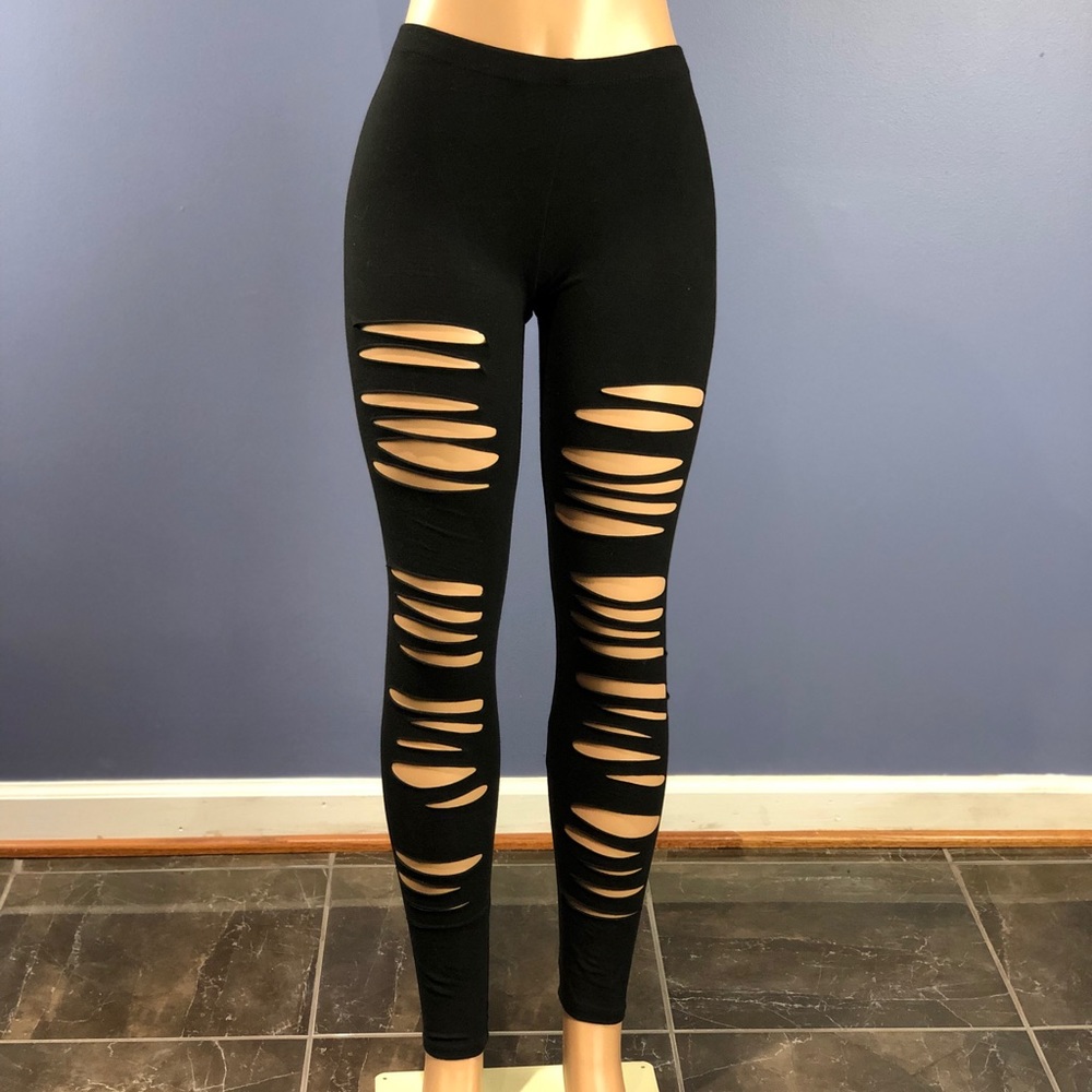Fashion Nova Black Cut Out Leggings - Picture 1 of 8